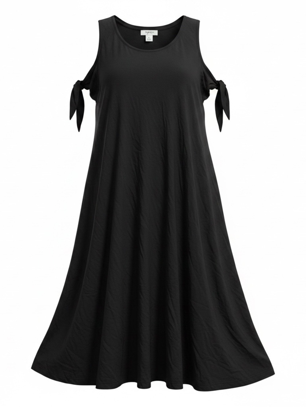 Style & Co. Black Cold-Shoulder Tie Midi Dress